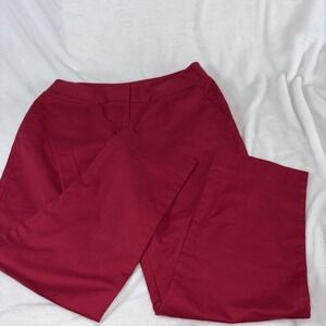 Rafaella Red/Magenta Straight Leg Dress Pants Stretch Flat Front 12 Chic Office